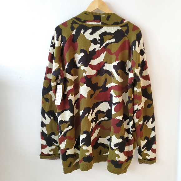 Retro FOX Camo green cardigan - Picture 4 of 11